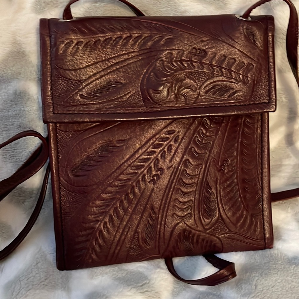 JL Saldivar Hand Tooled Crossbody Purse